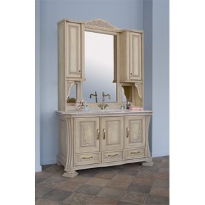 Комплект мебели для ванной Classic 125А (цвет 1015) зеркало на столешнице Аллигатор-мебель