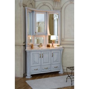 Комплект мебели для ванной Classic 125A угловая, зеркало на столешнице (цвет-140 с патиной) Аллигатор-мебель