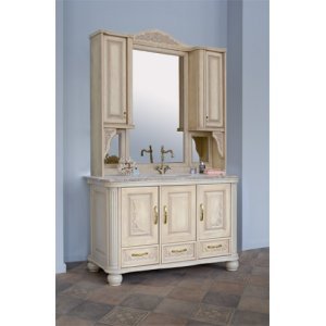 Комплект мебели для ванной Classic 125C (цвет 1015) зеркало на столешнице Аллигатор-мебель